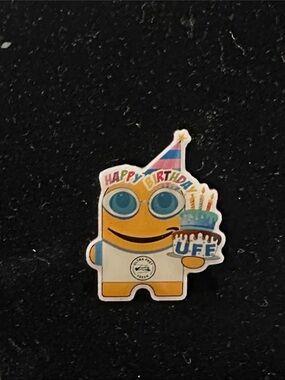 Yellow Birthday Character Sticker with Cake - Home Party Supplies